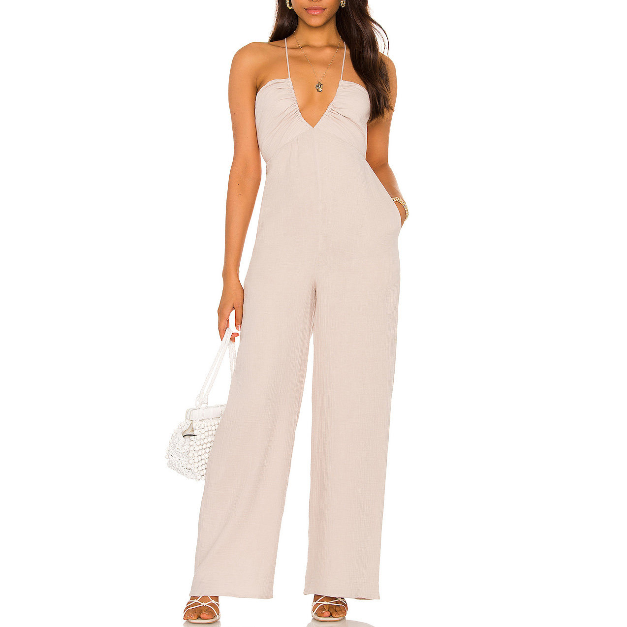 SUMMER WOMEN NEW STYLE LINEN COTTON SEXY WIDE LEG JUMPSUITS