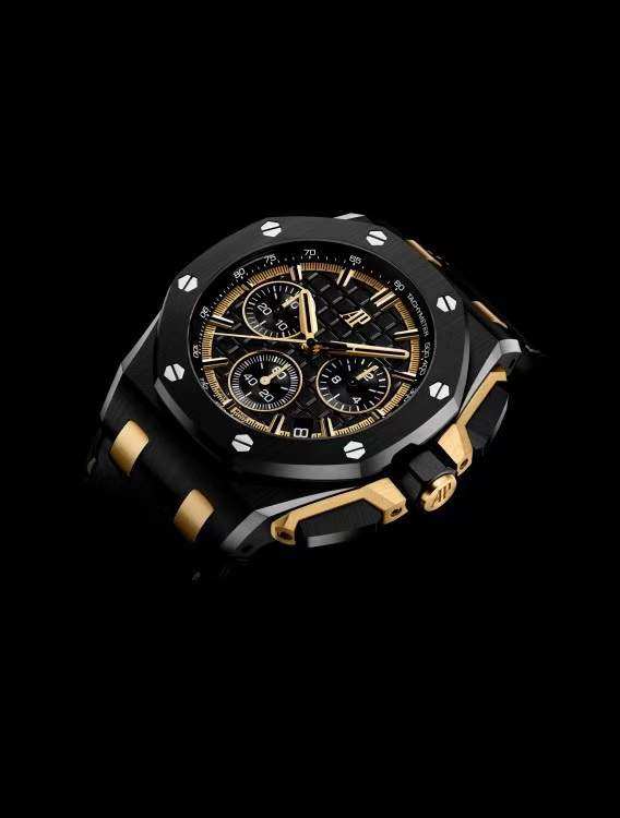 إصدار السيراميك الأسود والذهبي Audemars Piguet A42 ساعة الكرونوغراف الميكانيكية متعددة الوظائف من مجموعة رويال أوك أوفشور المحدودة