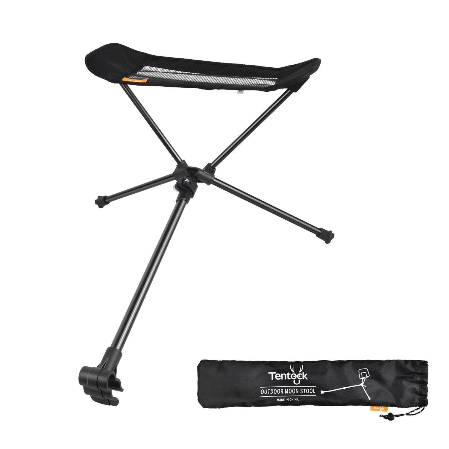 Collapsible Chair Footrest Feet Legs Rest Aluminum Folding Stool for  Camping Black 