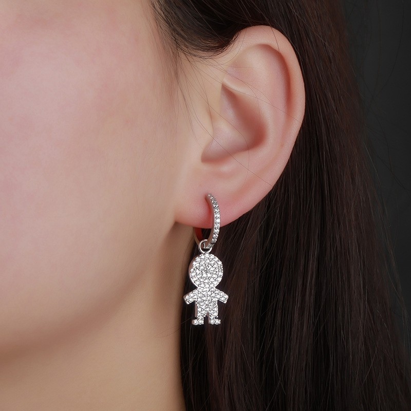 Naughty Boy Iced CZ Fashion Hanging Earrings