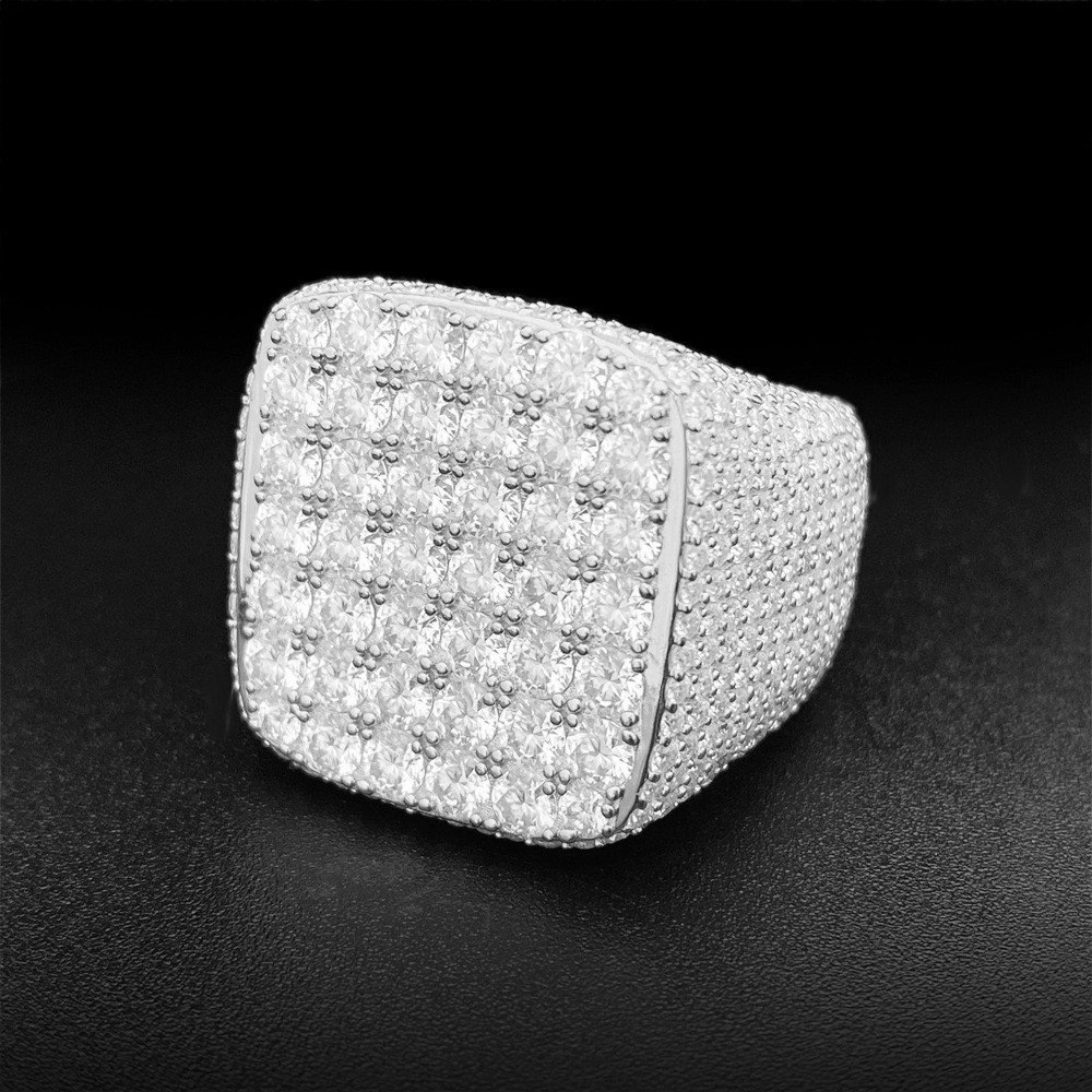 Fine Jewelry 925 Silver Open Square Moissanite Men Ring