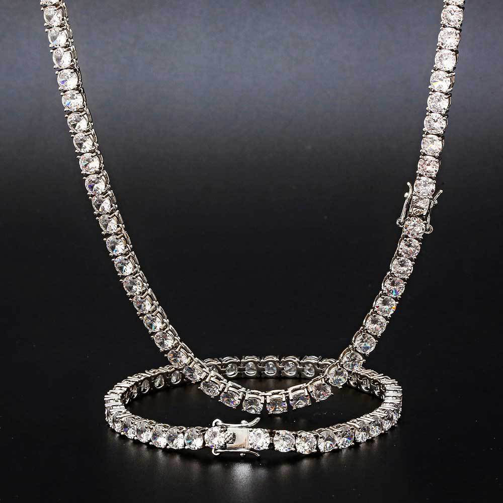 Classic Hot 3-6MM Tennis Chain White Gold Plated