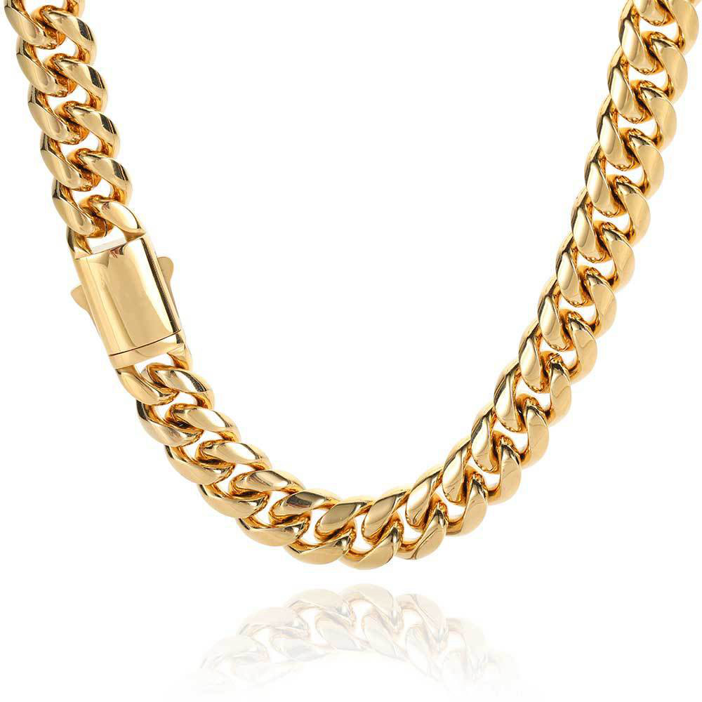 8-14MM Side Press Buckle Full Steel Miami Cuban Link Chain