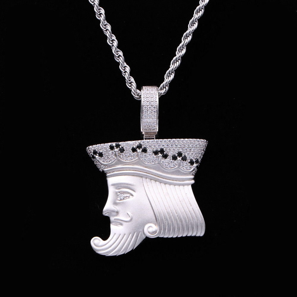 Solid Silver925 Back Moissanite Iced Poker K Pendant