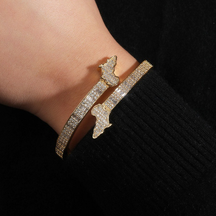 6MM Africa Map Baguette Bangle