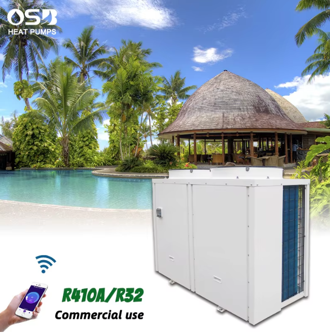 380V  Inverter Pool Heat Pump140000 BTU Freestanding for Hotel Resort Use