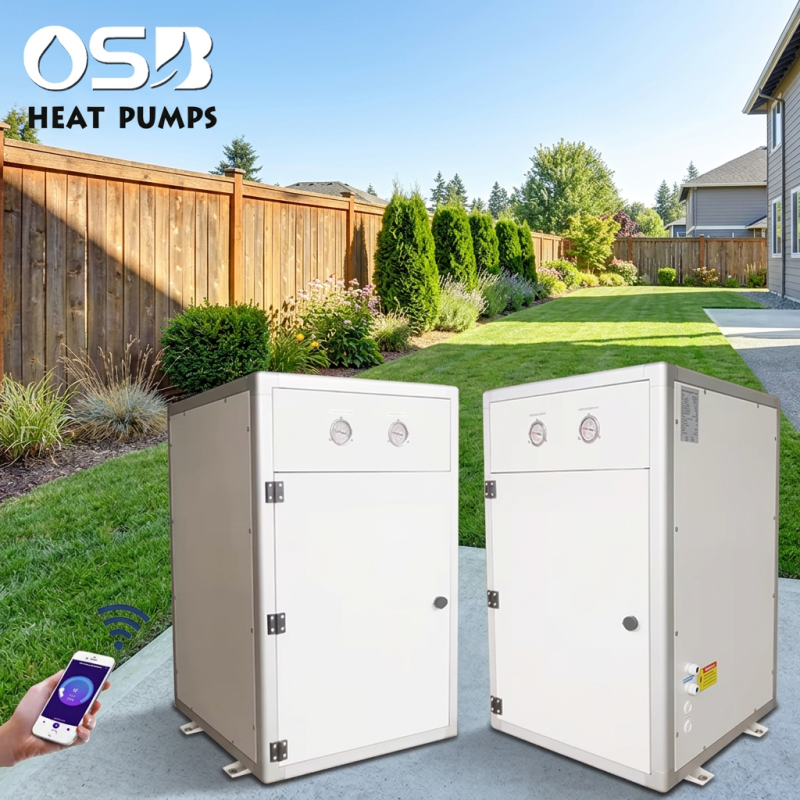R32 Geothermal Ground Source Hot Water Heat Pump System 30kw High Efficiency