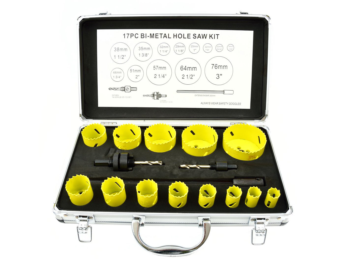 7pc Bimetal hole saw set for metal and wood.