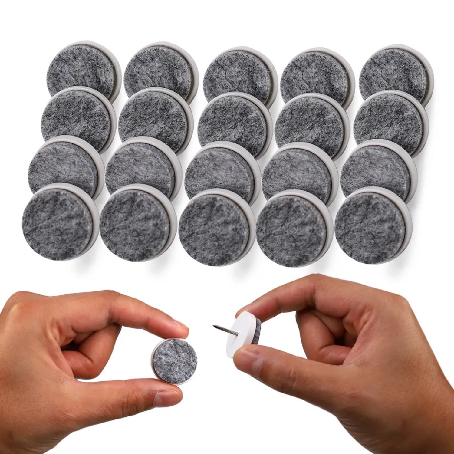 FELT FURNITURE PADS WITH NAILS 24PC