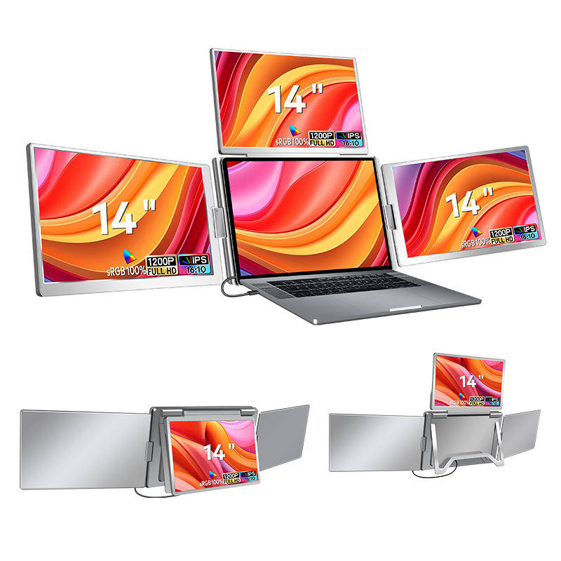 2025 Hot New 14'' Laptop Triple Portable Quad Moniror for Wins /mac(M1/M2.M3/M4 ) ,Top Forward and Backward Flip 180°