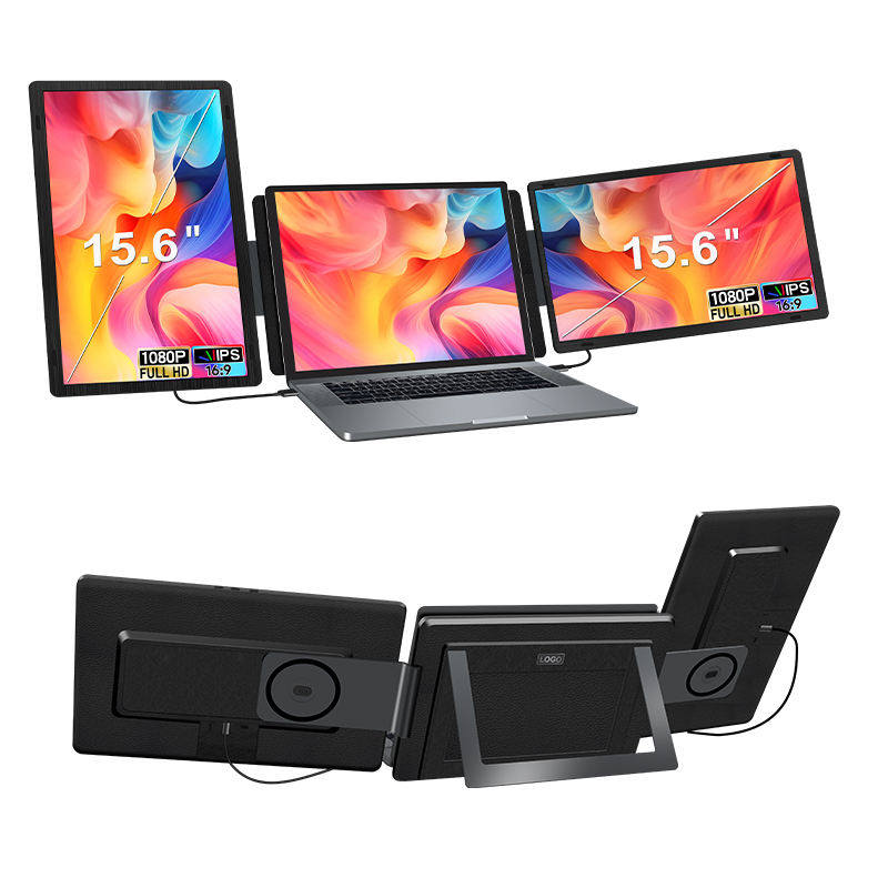Triple Portable Monitor 15.6 Inch FHD for Laptop Extend with Plug and Play for Office and Editing