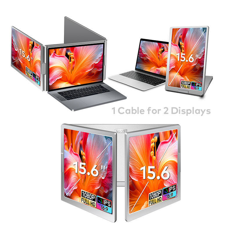 New 1 Cable for 2 Screen Display 15.6'' Laptop Portable Monitor 3 Trialfold Side View Compatible with 12-18.5