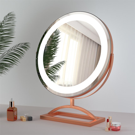 Round Hollywood Mirror with arch base