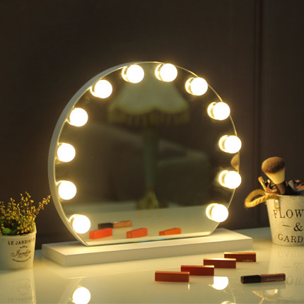 Round Hollywood Mirror with 12 led bulbs