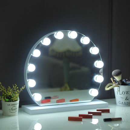 Round Hollywood Mirror with 12 led bulbs