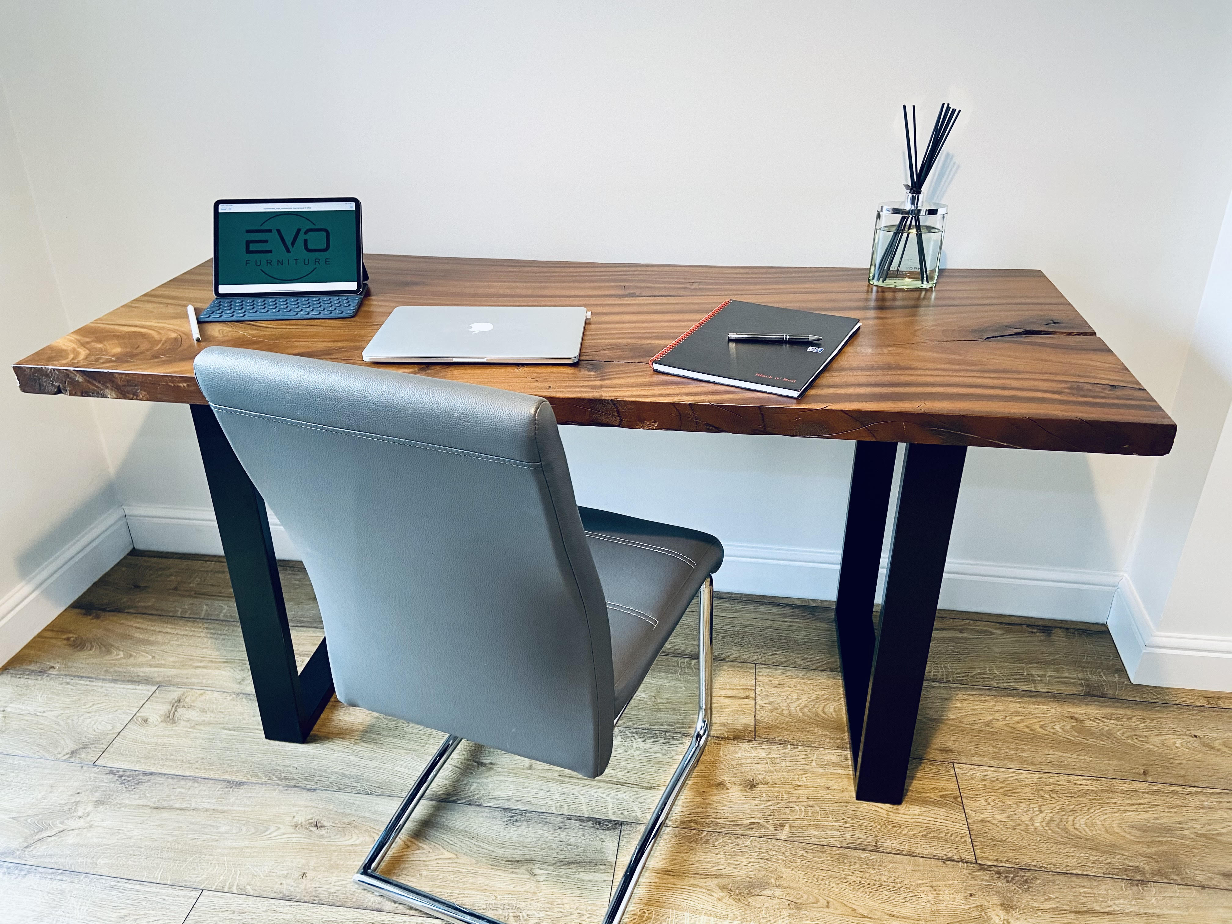 Solid slab walnut desk