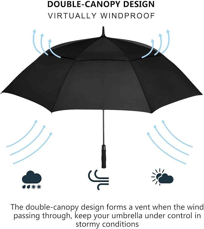 54626872 英寸自动打开高尔夫伞,超大双人床通风防风防水伞,防雨伞