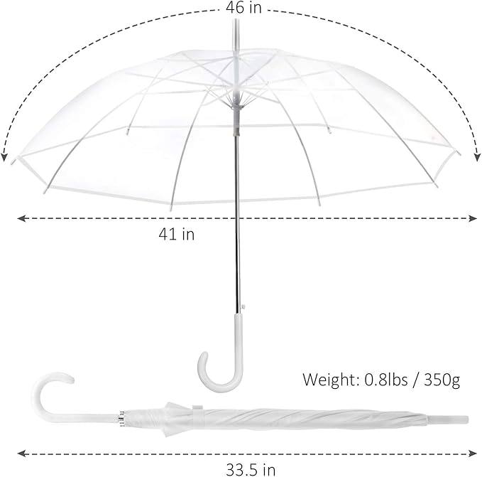 大号透明雨伞,防雨防风透明自动打开长棍伞,适用于照片道具旅行户外活动