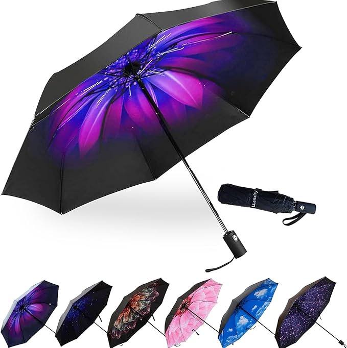 Compact travel umbrella, windproof and waterproof stick umbrella, protective leisure umbrella