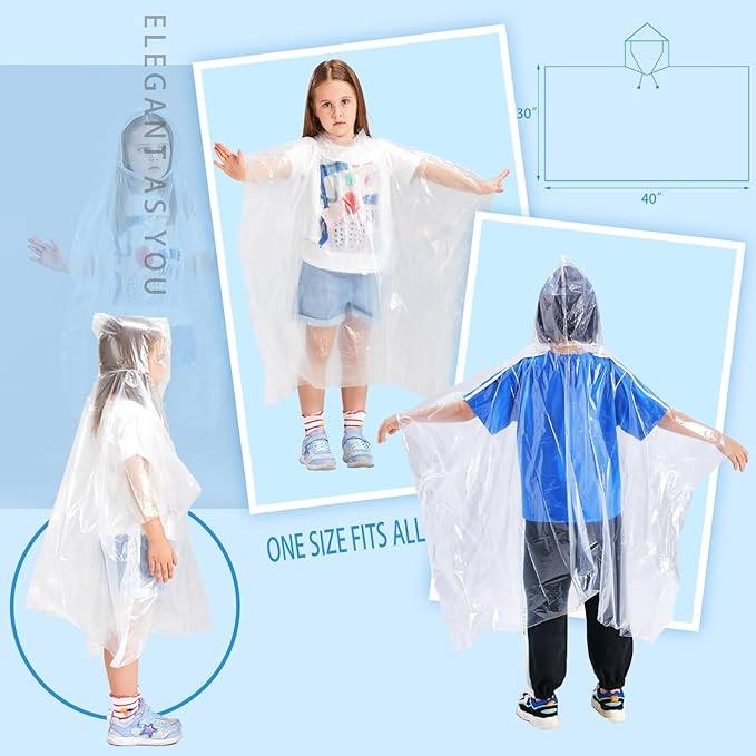 EVA Children's disposable poncho Adult 10 and 6 Pack/Poncho Family 6 Pack Padded Emergency Poncho