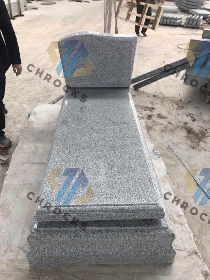 G603 grey white granite monument gravestone set