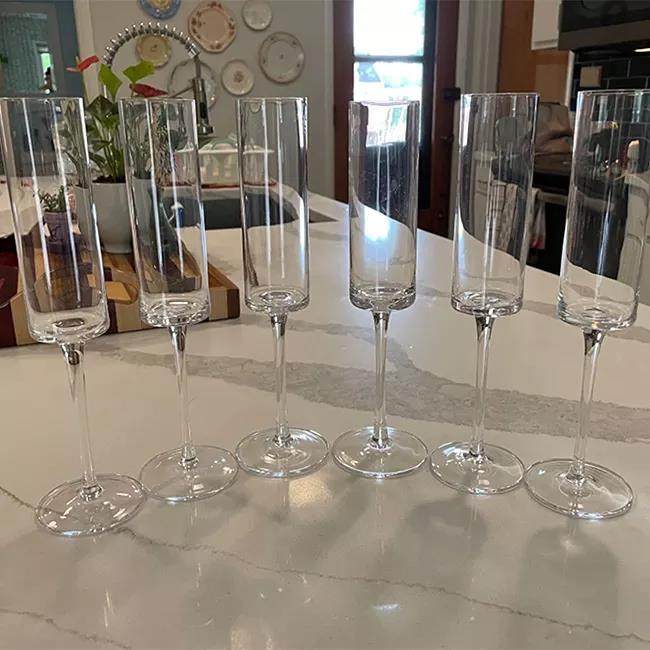 Clear square acrylic glass drinkware plastic champagne glasses flutes
