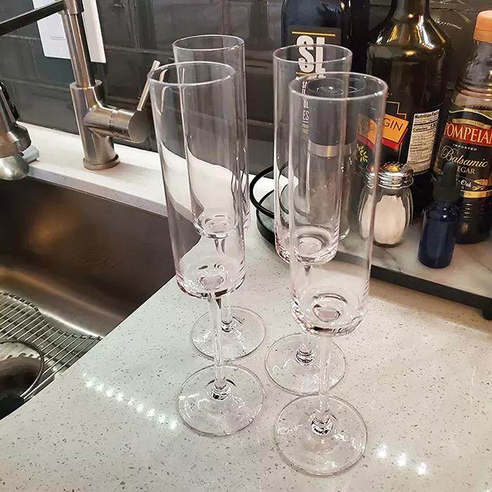 Clear square acrylic glass drinkware plastic champagne glasses flutes