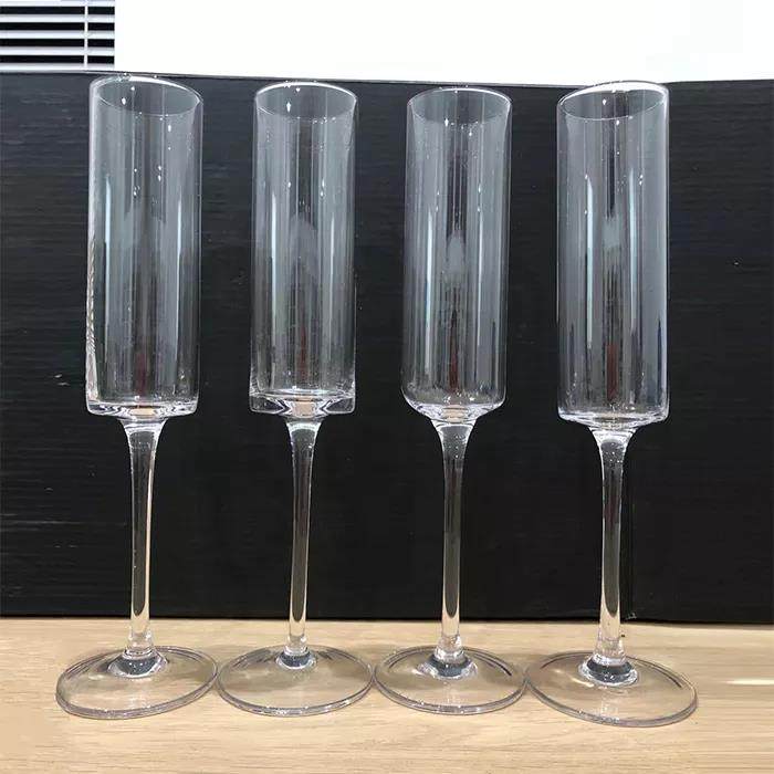 Clear square acrylic glass drinkware plastic champagne glasses flutes