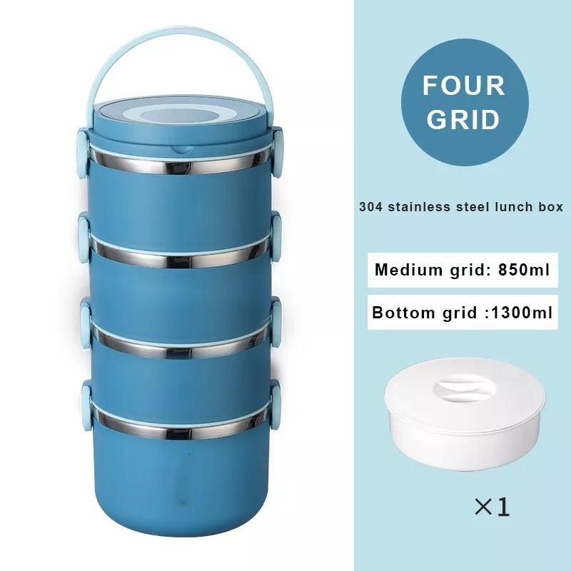 Round Preservation Stainless Steel Lunch Box Multilayer Bento Box Keep