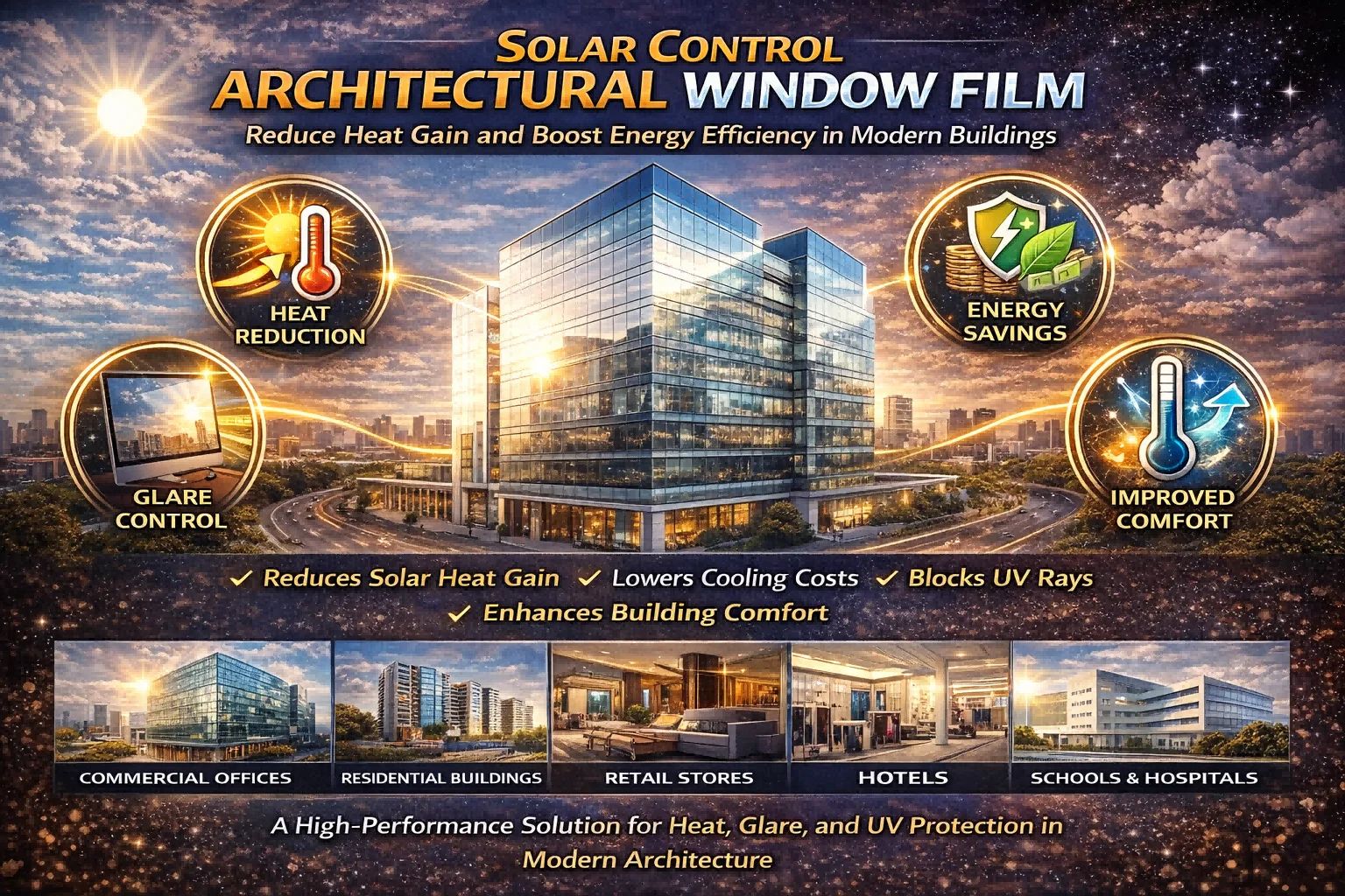 Solar Control Architectural Window Film for Modern Buildings