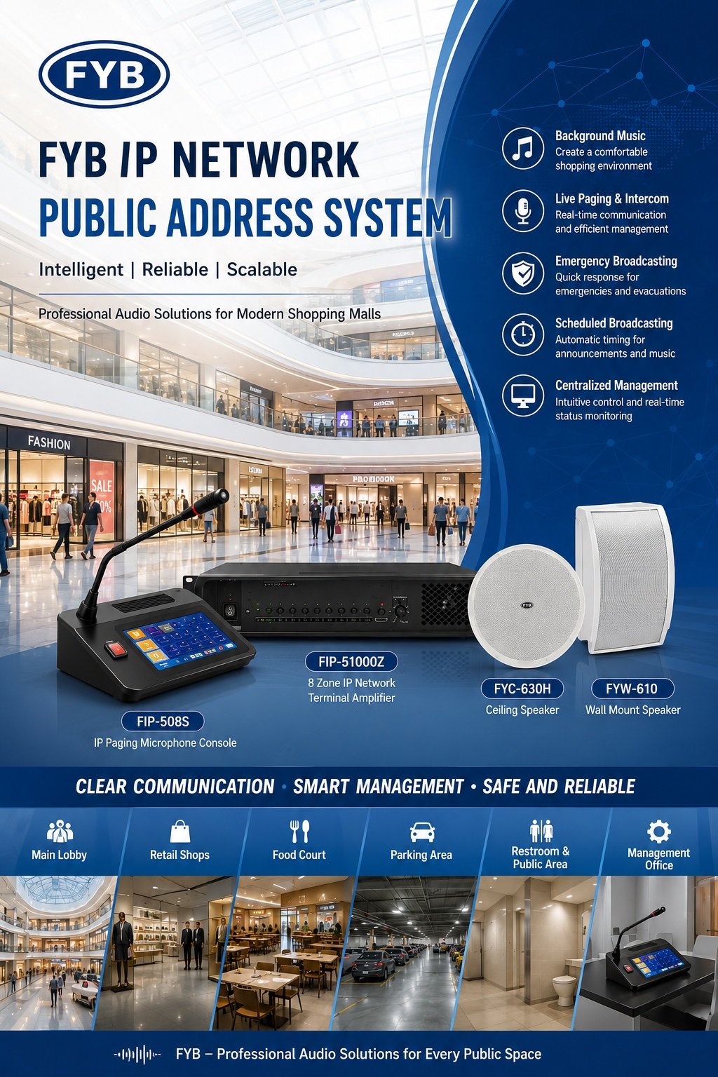 FYB Shopping Mall IP Network Public Address System
