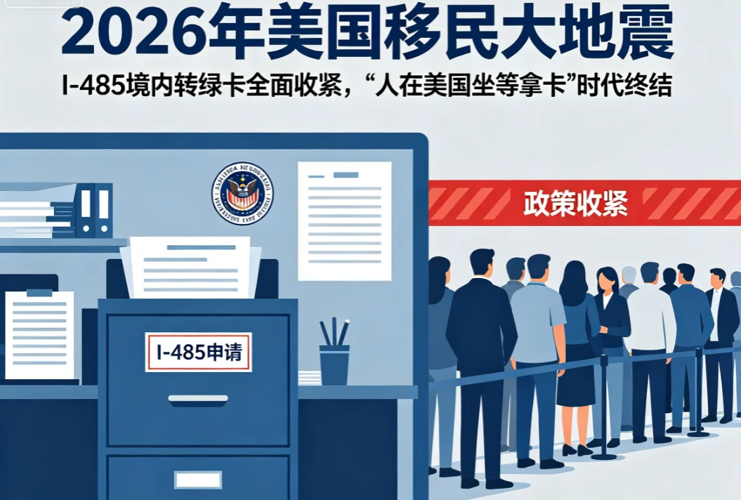 【腾飞移民】2026年美国移民大地震：I-485境内转绿卡全面收紧，“人在美国坐等拿卡”时代终结。