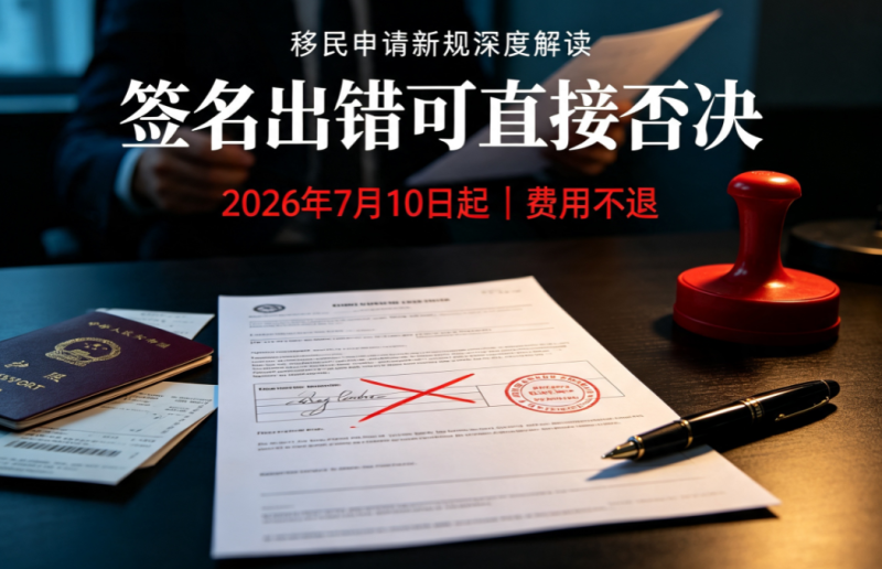 【腾飞移民】移民申请新规：2026年7月10日起，签名出错可直接否决且费用不退
