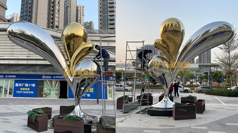 不锈钢同根心雕塑