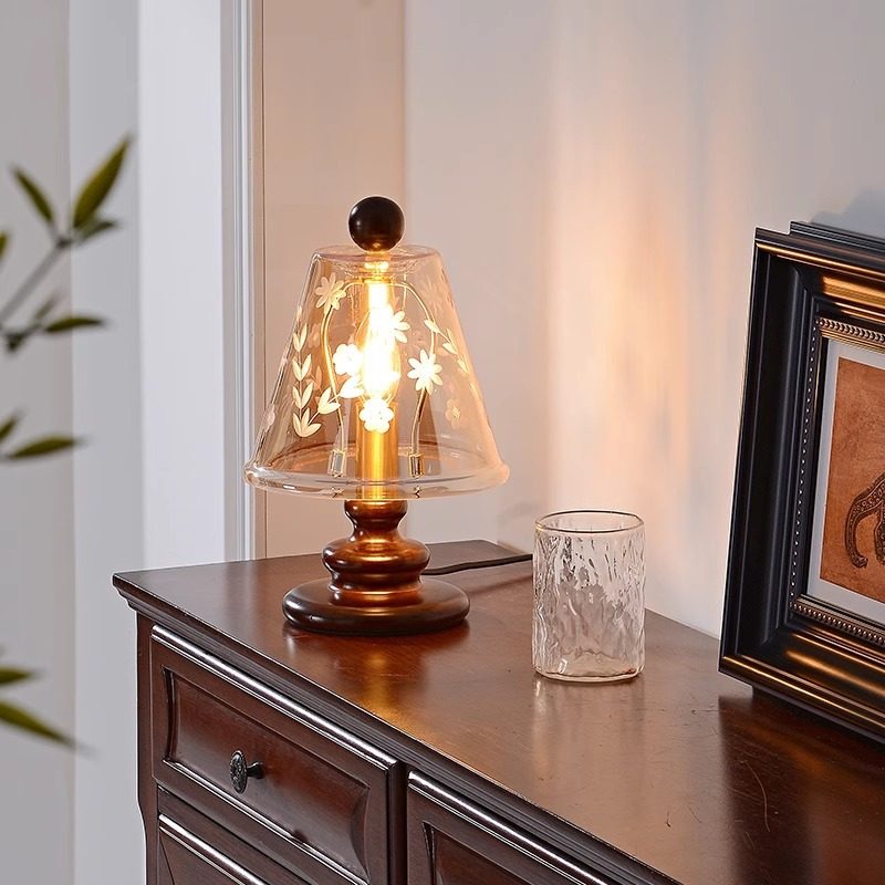 Carved Glass Table Lamp