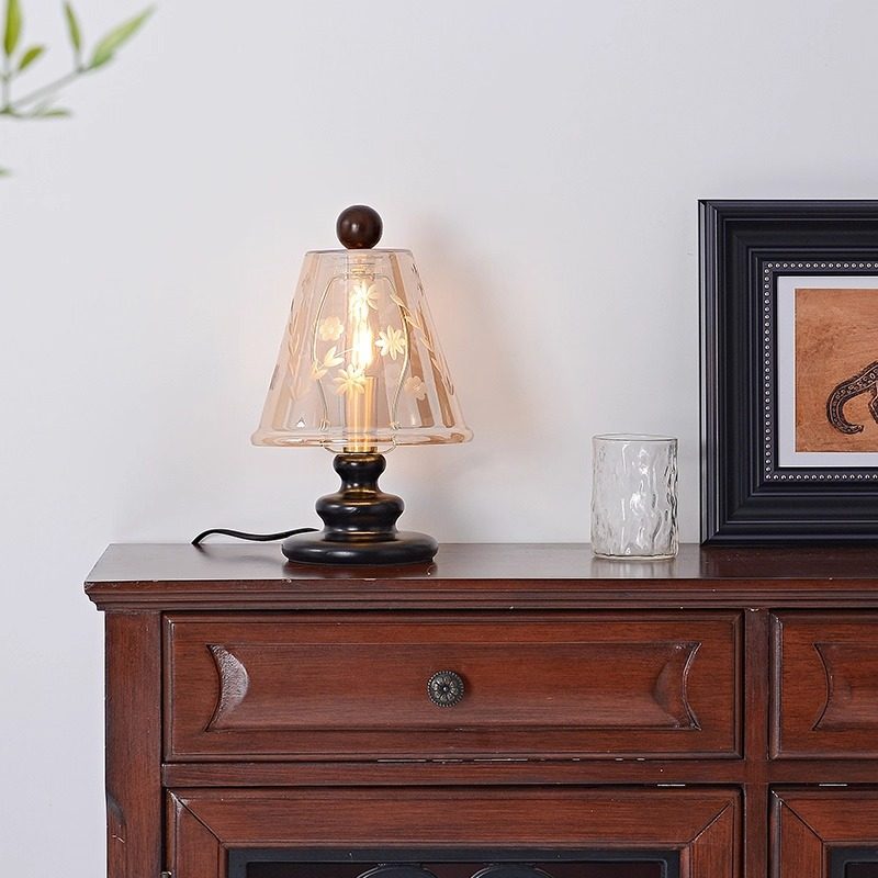 Carved Glass Table Lamp