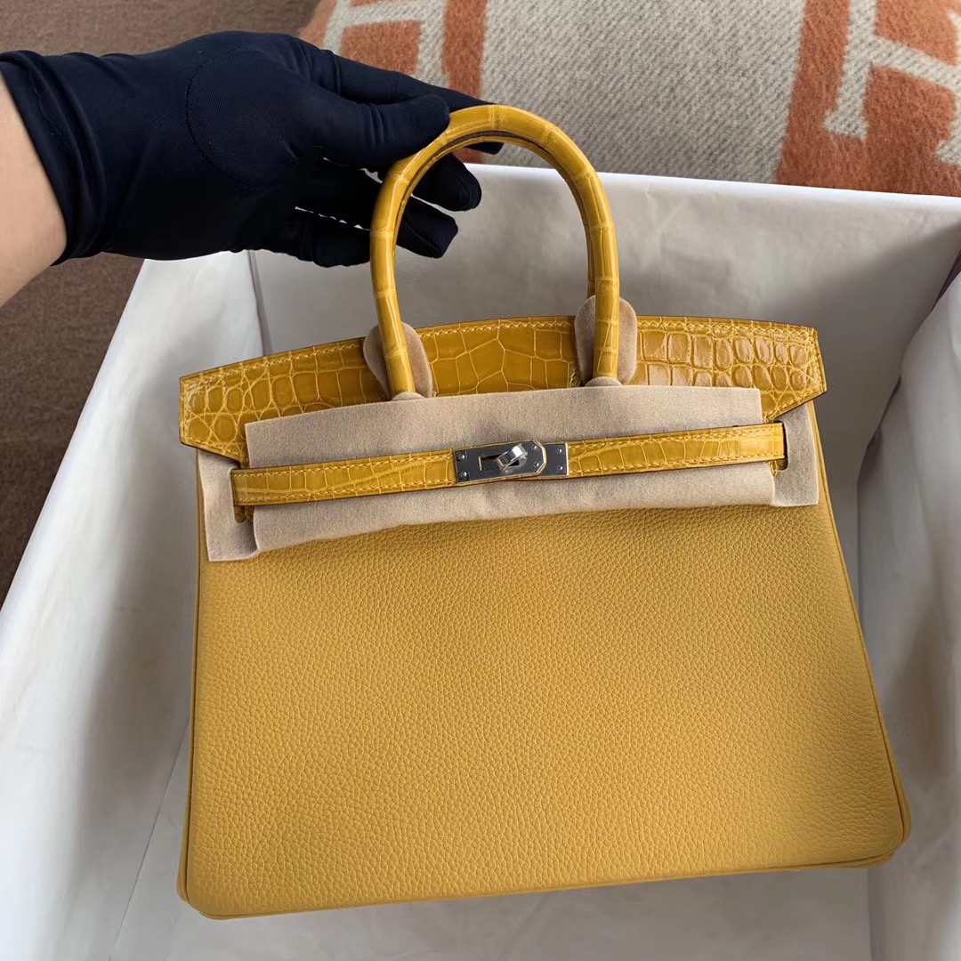 Birkin 30 Touch 9H Soleil Togo/ 9D Jaune Amber Shiny nilo crocodile PHW