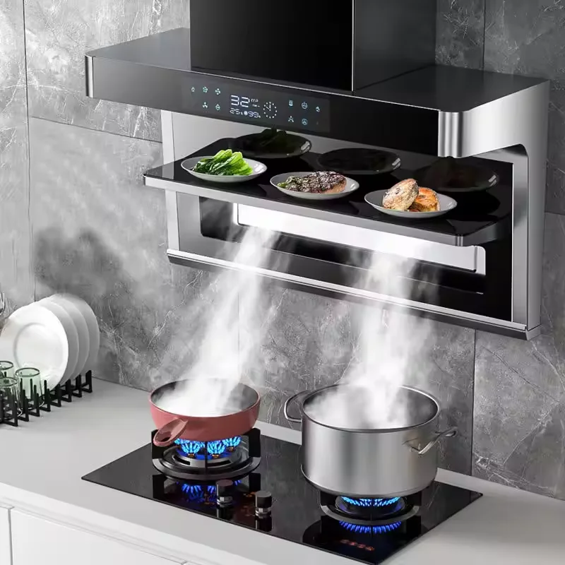 GP9013-Home appliance kitchen Large suction top side double suction range hood 7-shaped