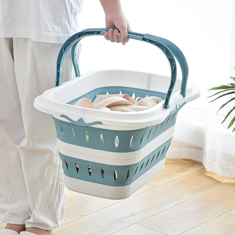HT46  Foldable PP Plastic Nordic Style Laundry Basket For Household Clothes Vegetable Storage Use