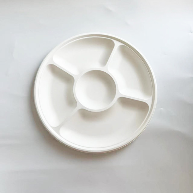 5 Compt Bagasse Round Plate