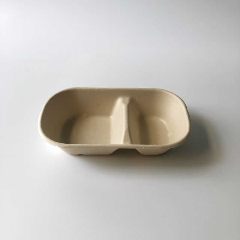 850ml 2-Div-Separate Lid Bagasse Container