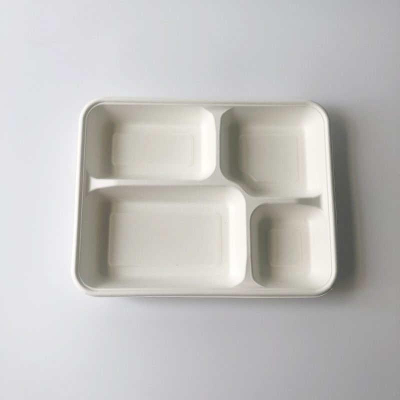 Large 4 Compartment Bagasse Tray