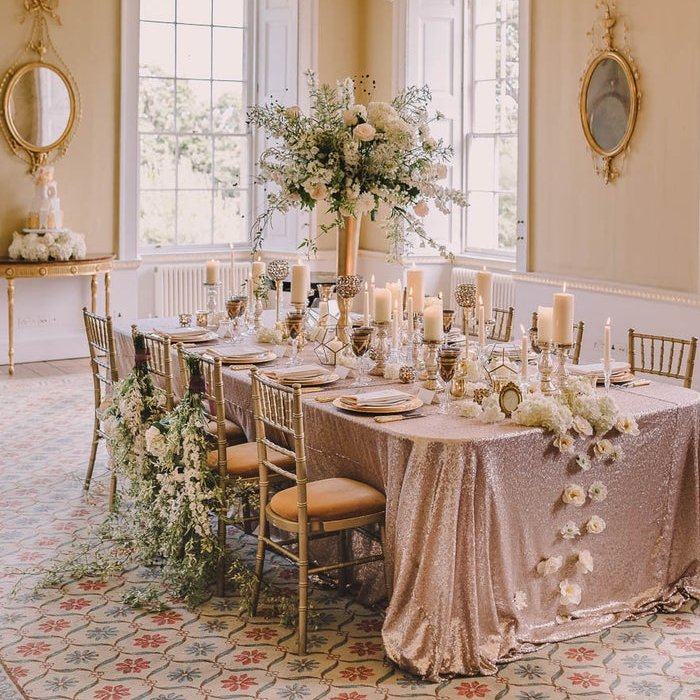 Champagne Rectangle Tablecloth For Wedding Party Cake Dessert Events Table Linens