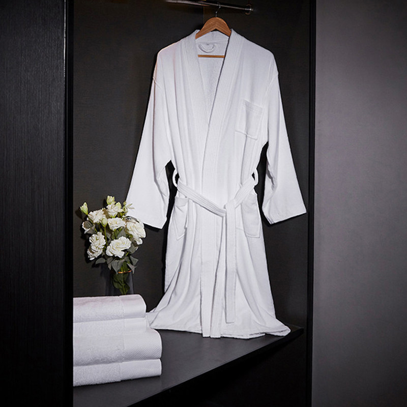 5 Star Hotel Thick Cotton Bathrobe – Premium White Terry Robe for Hospitality