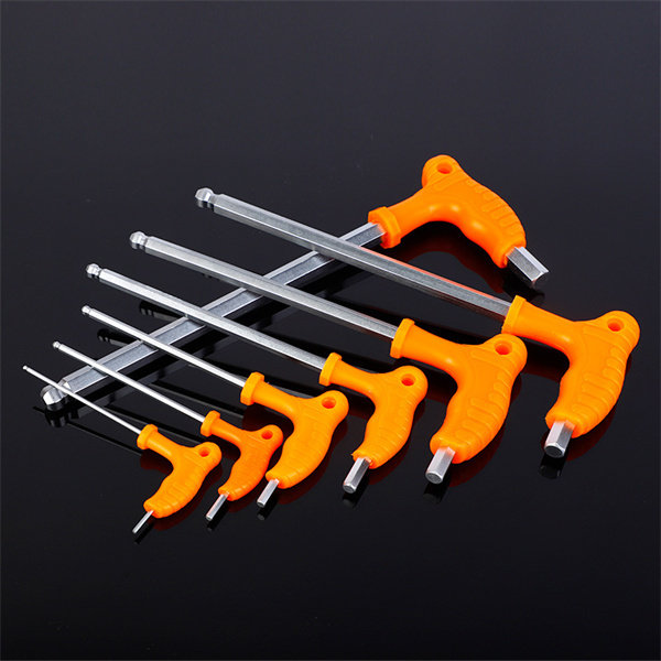 Crutch hex socket wholesale alloy steel L-type wrench plastic handle T-type single ball head socket