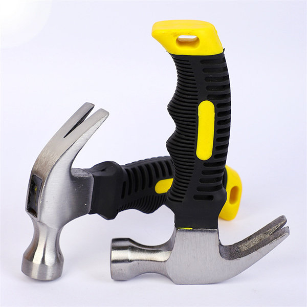 Mini claw hammer car multi-function nail hammer escape hammer household non-slip plastic-coated claw hammer