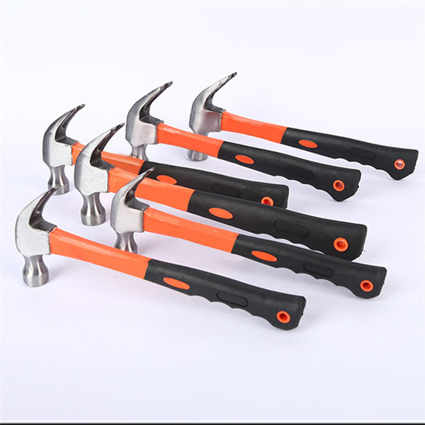 High carbon steel hammer Luwei forged steel-clad plastic claw hammer multi-functional plastic handle one-piece claw hammer non-slip rubber