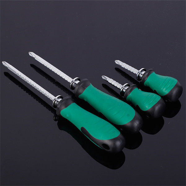 Telescopic adjustable double-head screwdriver Dual-purpose magnetic cross-word batch head Hardware tool screwdriver