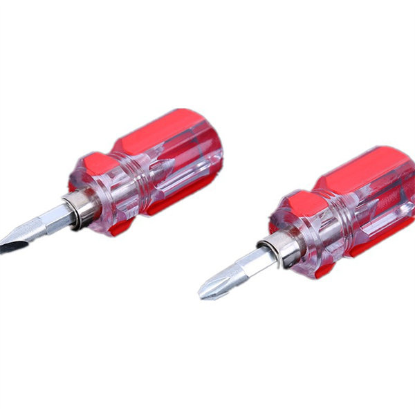 Mini dual-purpose head changer magnetic retractable radish head screwdriver one-word cross transparent screwdriver