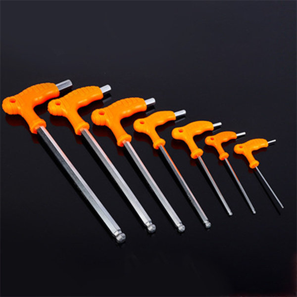 Crutch hex socket wholesale alloy steel L-type wrench plastic handle T-type single ball head socket